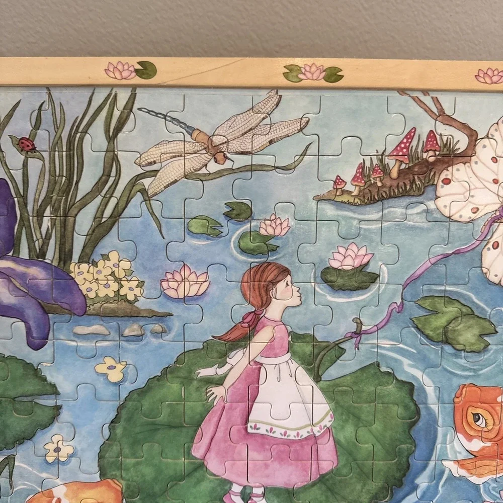 Melissa & Doug Lily Pad Journey 96 Piece Wooden Jigsaw Puzzle COMPLETE‎